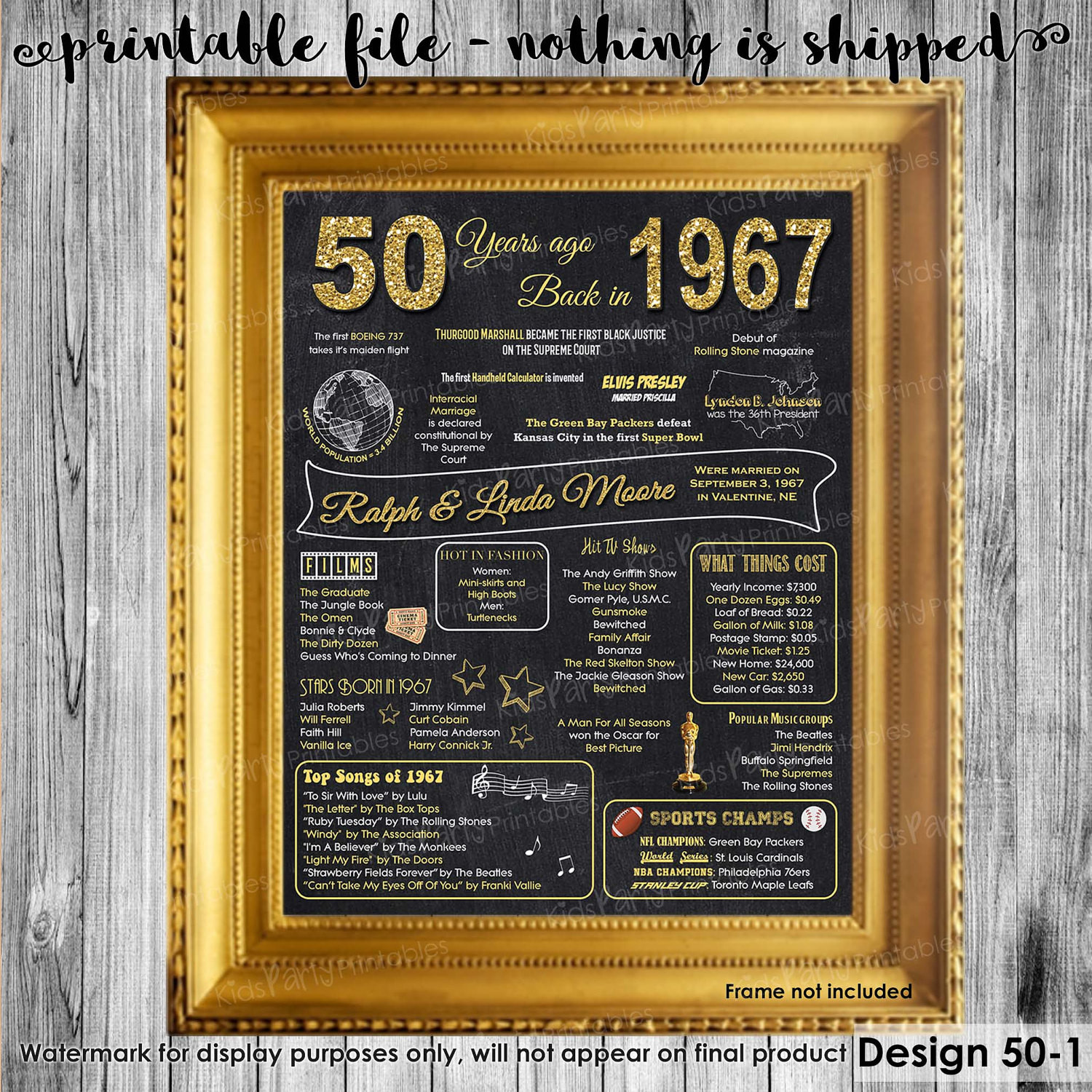 50Th Anniversary Gift Ideas For Parents
 50th Anniversary Decoration 50th Anniversary Gifts for