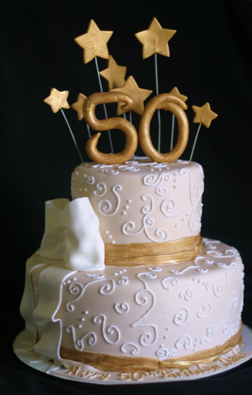 50th Birthday Cake Decorating Ideas
 Pink Little Cake Gold and light ivory 50th Birthday Cake