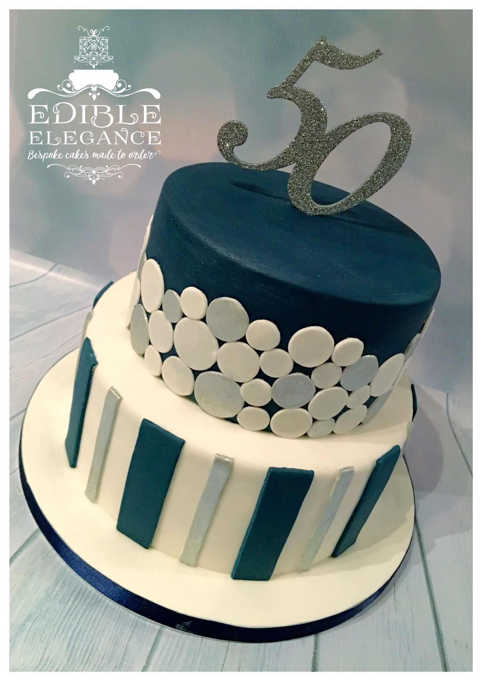50th Birthday Cake Decorating Ideas
 50th birthday cake contemporary design in masculine blue