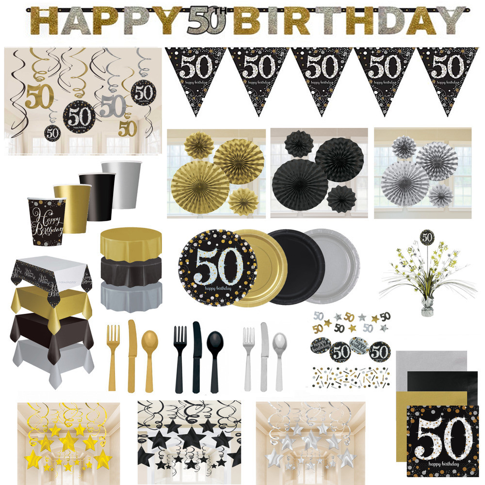 50th Birthday Decorations
 50th Birthday Party Decorations Black Gold Tableware