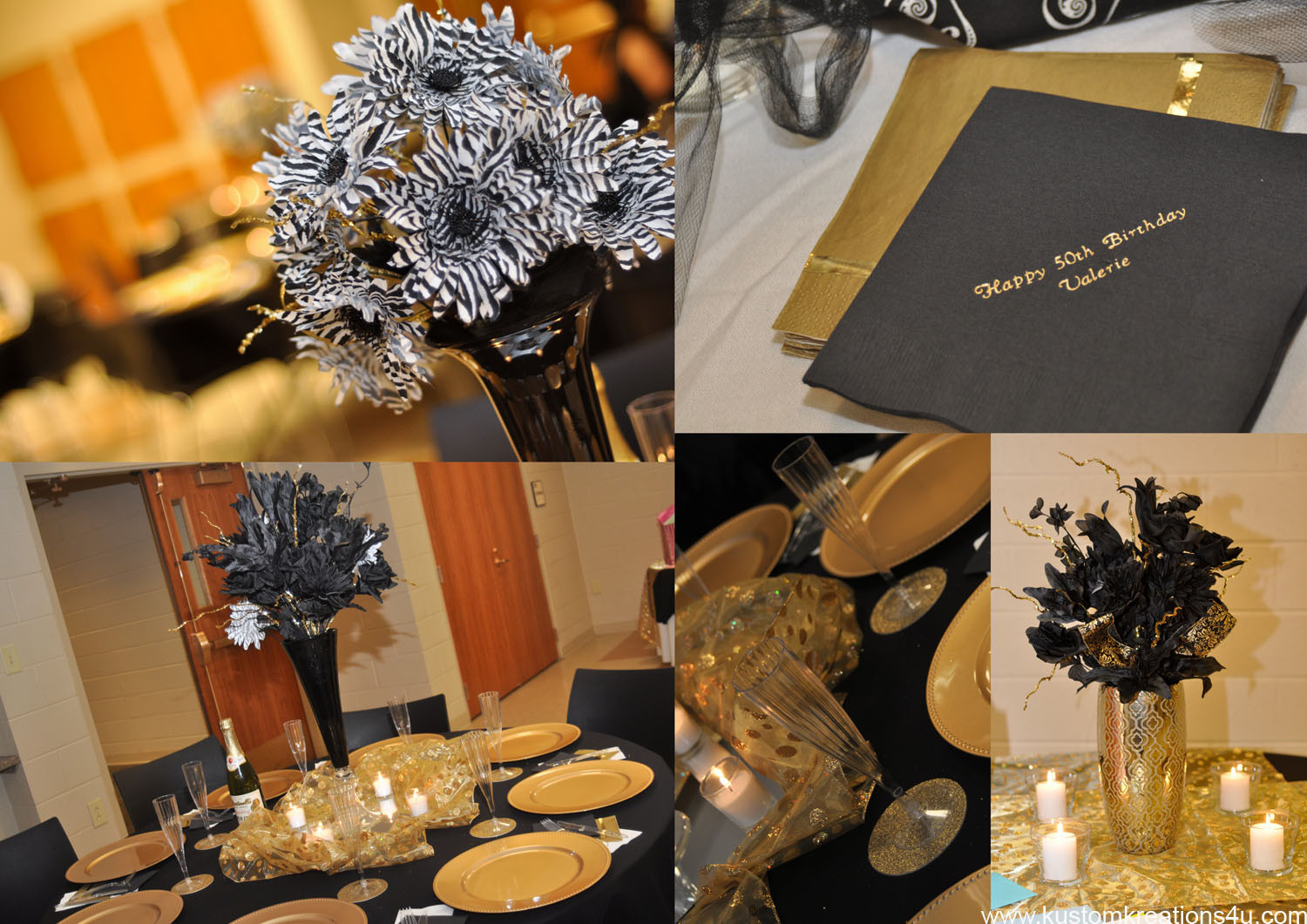 50th Birthday Decorations
 Black & Gold 20’s Theme 50th Birthday Celebration
