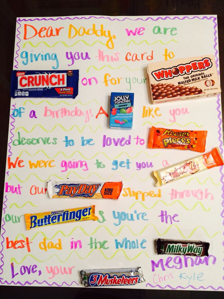 50Th Birthday Gift Ideas For Dad From Daughter
 Candy gram for dad s birthday from the kids