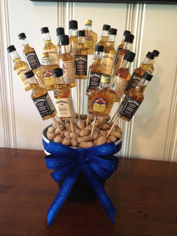 50Th Birthday Gift Ideas For Men
 13 a centerpiece with small alcohol bottles on skewers
