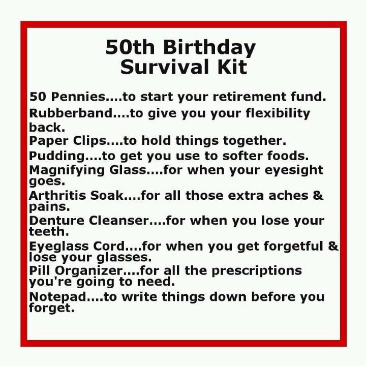 50th Birthday Quotes For Mom
 50th Birthday Survival Kit Funny quotes