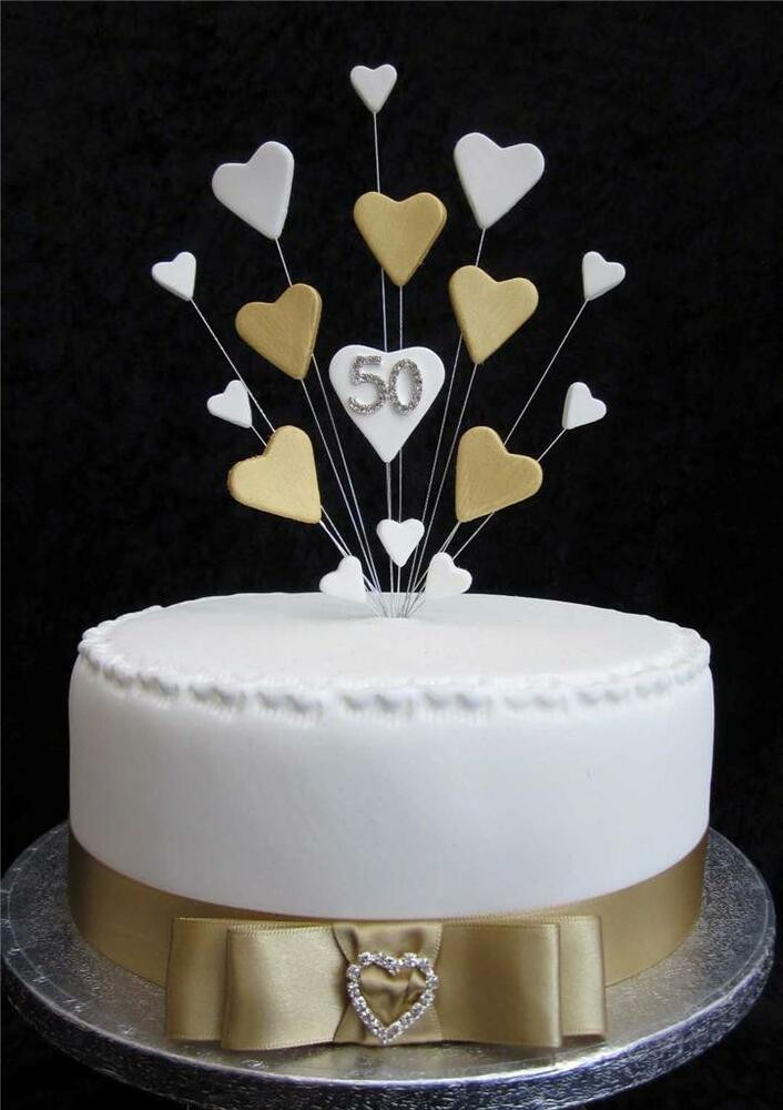 50th Wedding Anniversary Cake Topper
 50th GOLDEN WEDDING ANNIVERSARY BIRTHDAY CAKE TOPPER
