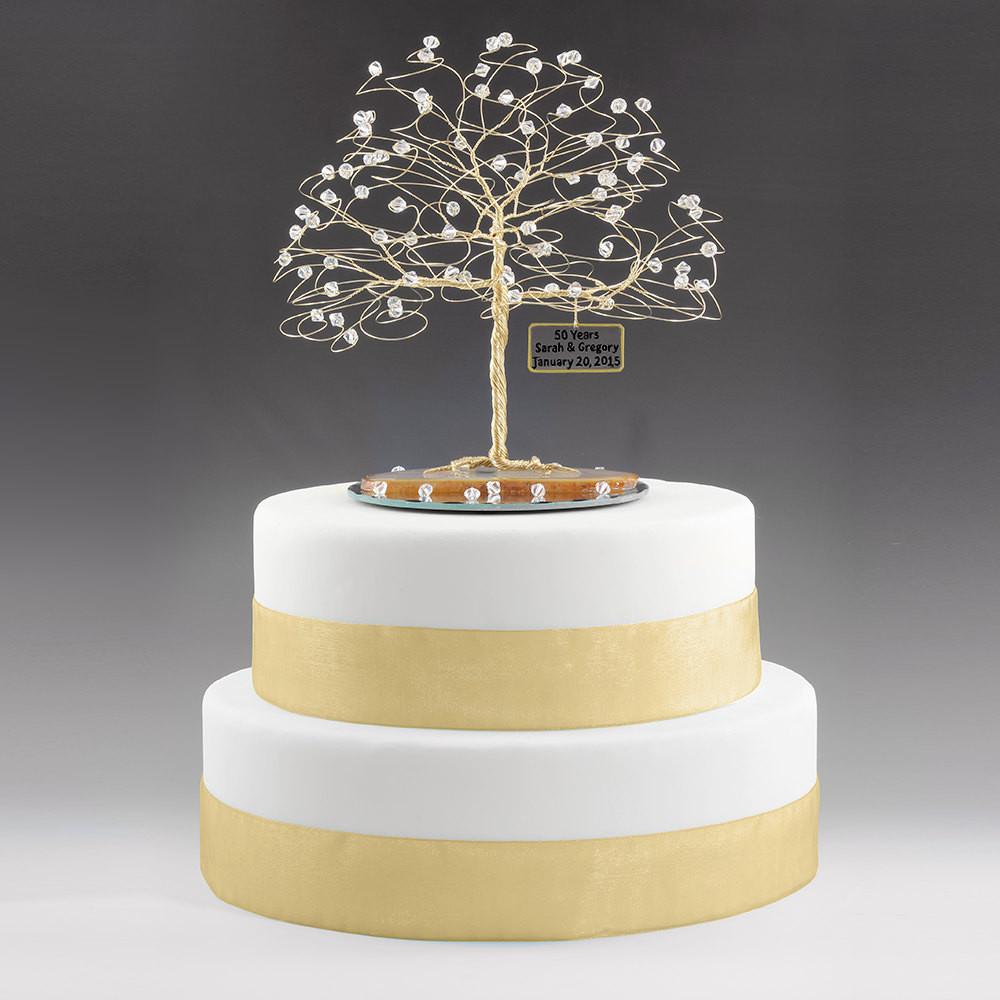 50th Wedding Anniversary Cake Topper
 Personalized 50th Anniversary Cake Topper Tree Gift Idea Clear