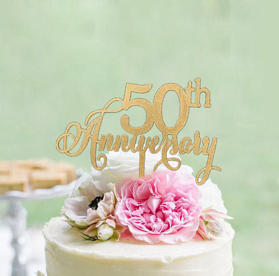 50th Wedding Anniversary Cake Topper
 50th Anniversary Cake topper Wooden Anniversary Cake Topper