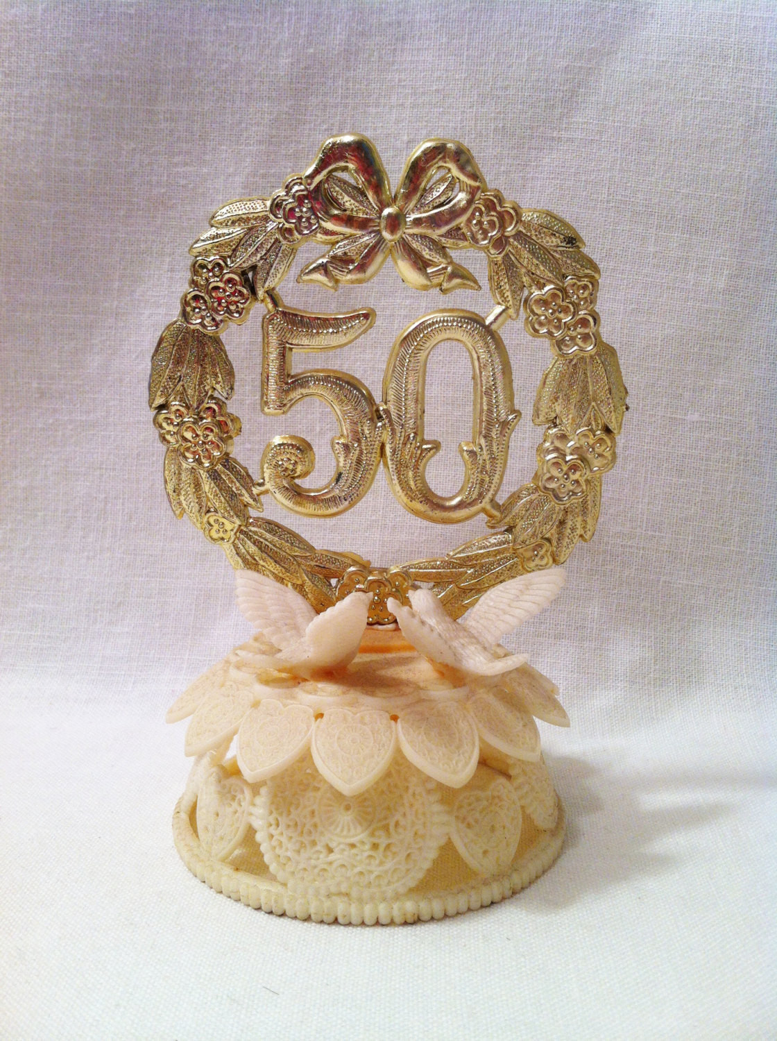 50th Wedding Anniversary Cake Topper
 Vintage Retro 50th Wedding Anniversary Cake Topper Wilton