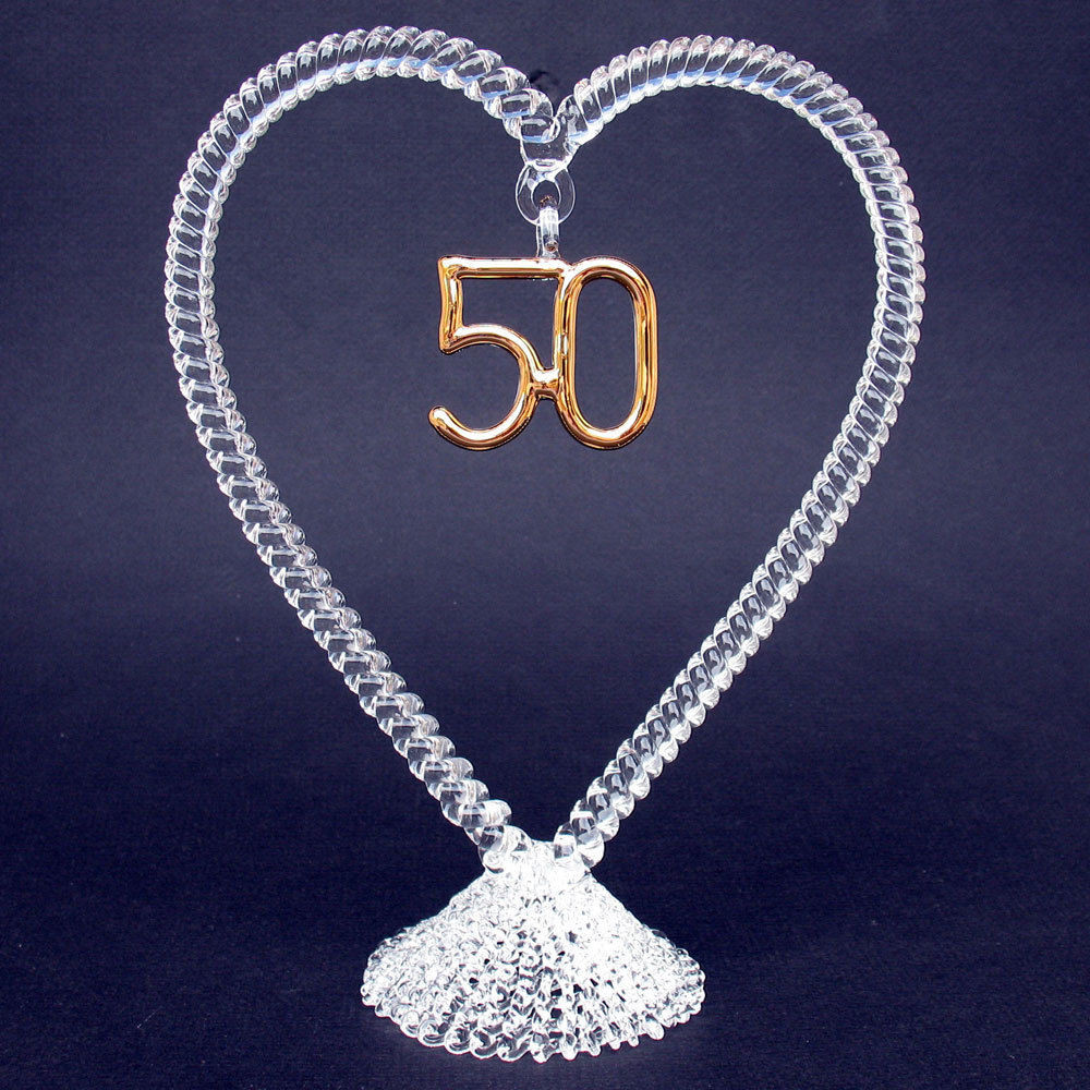 50th Wedding Anniversary Cake Topper
 50th Fiftieth Wedding Anniversary Glass Cake Top Topper