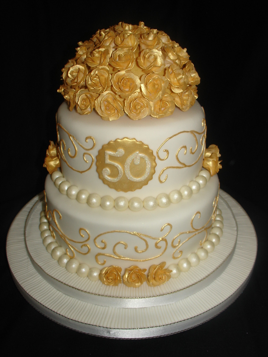 50th Wedding Cakes
 Golden 50Th Wedding Anniversary Fondant Cake