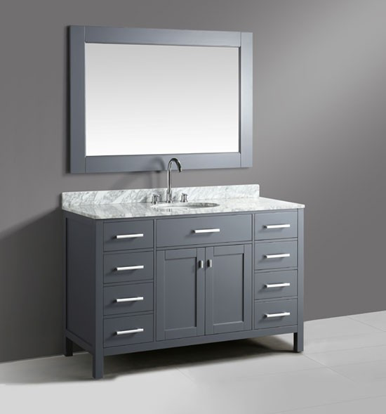 54 Inch Bathroom Vanity
 Design Element London single 54 Inch Modern Bathroom