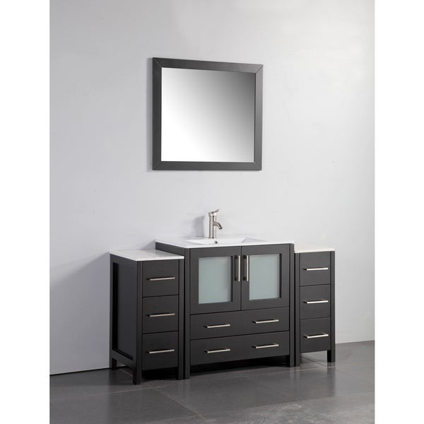 54 Inch Bathroom Vanity
 Vanity Art White Grey Ceramic Oak 54 inch Single Sink