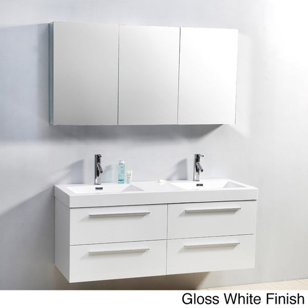 54 Inch Bathroom Vanity
 Shop Virtu USA Finley 54 inch Double Sink Bathroom Vanity