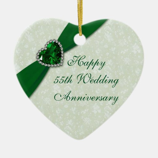 55th Wedding Anniversary Gifts
 Damask 55th Wedding Anniversary Heart Ornament