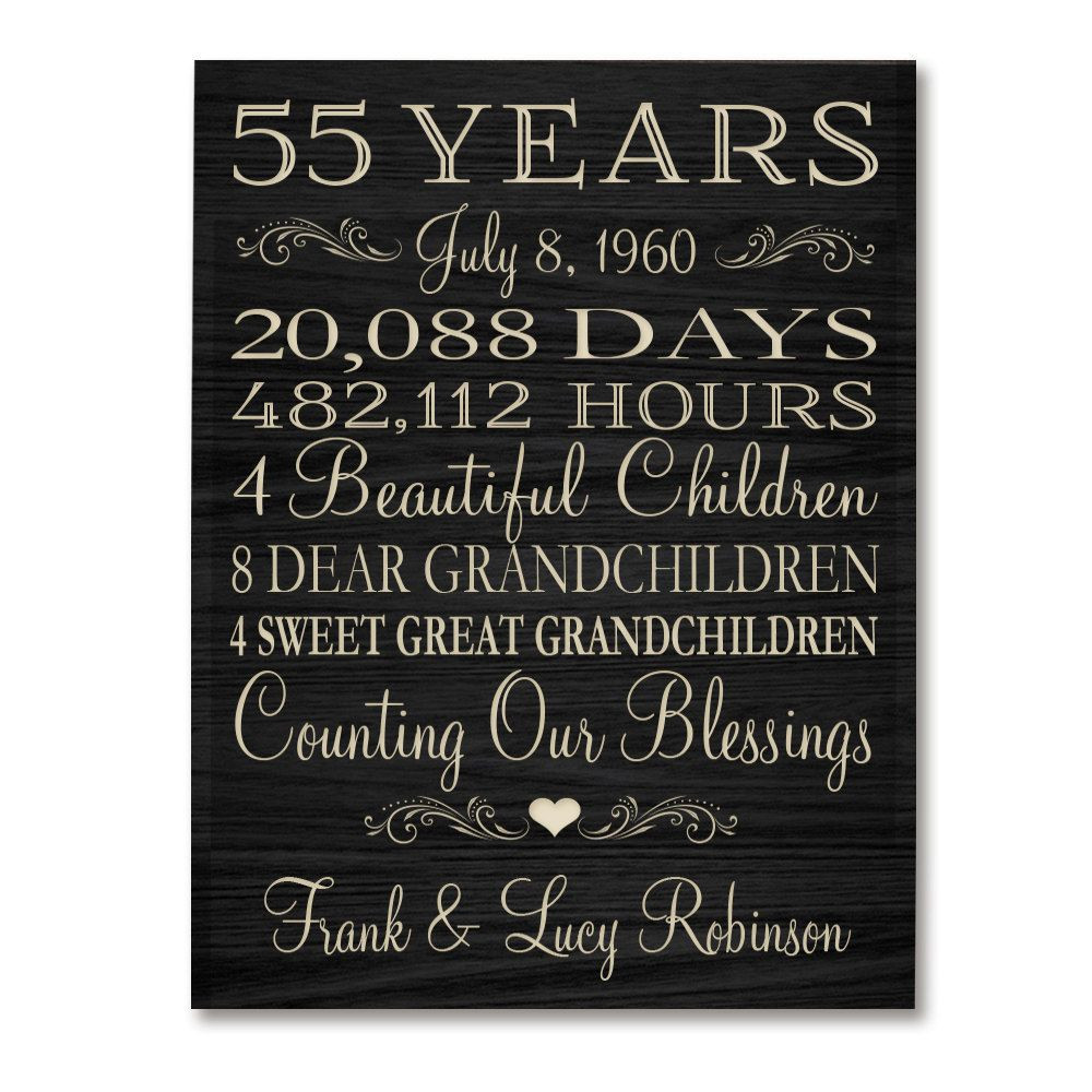 55th Wedding Anniversary Gifts
 Personalized 55th anniversary t for him 55 year wedding