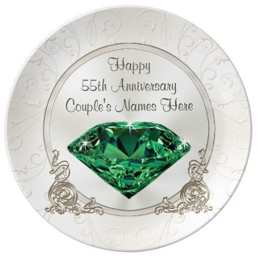 55th Wedding Anniversary Gifts
 Emerald Happy 55th Anniversary Gifts PERSONALIZED Plate