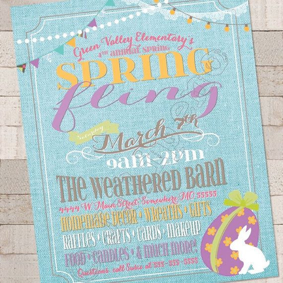 5Th Grade Easter Party Ideas
 Spring Fling Easter Egg Hunt Party Invitation by Jalipeno
