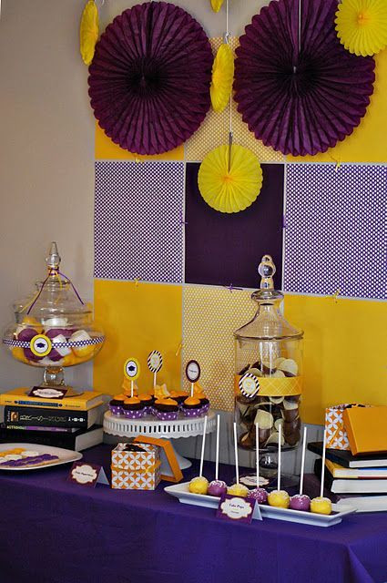 5Th Grade Graduation Party Theme Ideas
 purple and gold graduation party supplies Google Search