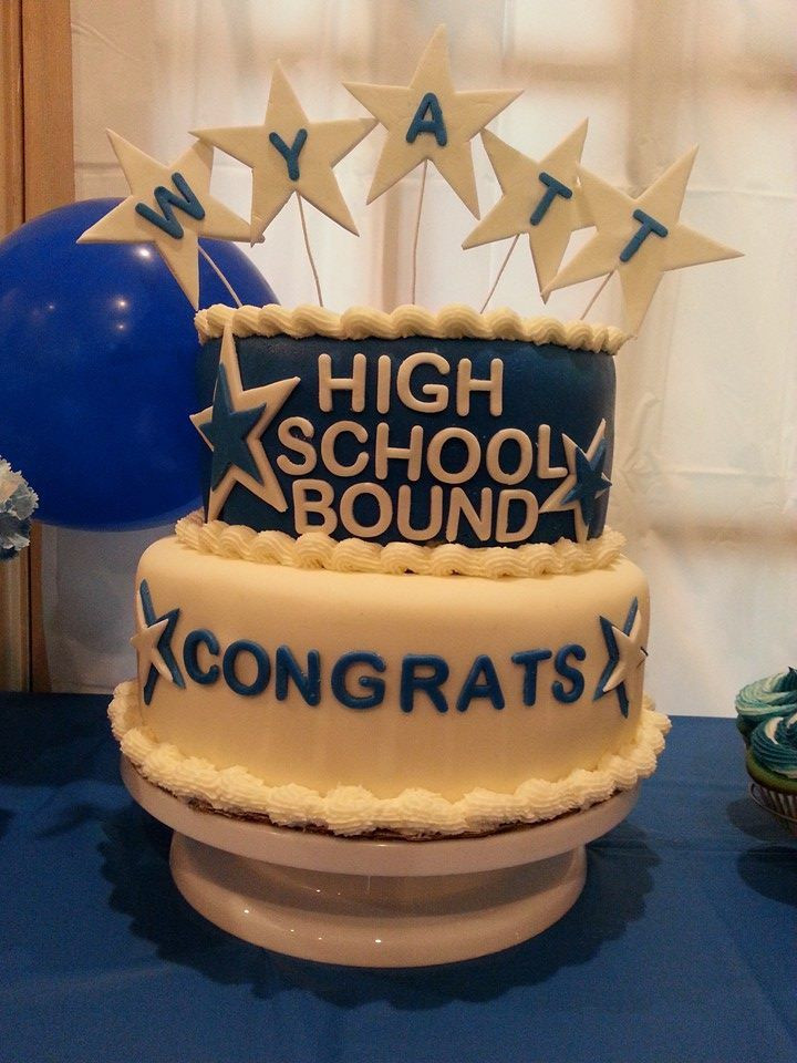 5Th Grade Graduation Party Theme Ideas
 blue and white 8th grade graduation cake