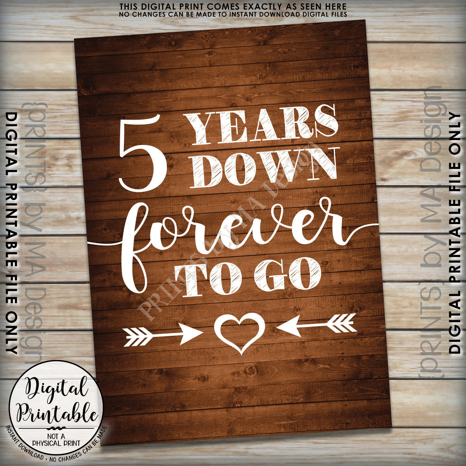 5th Wedding Anniversary Gift Ideas
 5 Years Down Forever to Go 5th wedding anniversary t