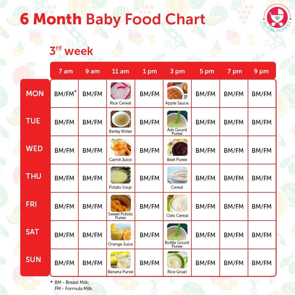 6 Months Old Baby Food Recipes
 6 Months Food chart for Indian Babies