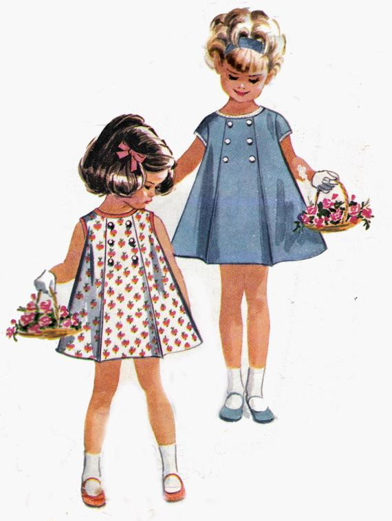 60S Fashion For Kids
 60s Vintage Toddler Girls Pattern McCalls by