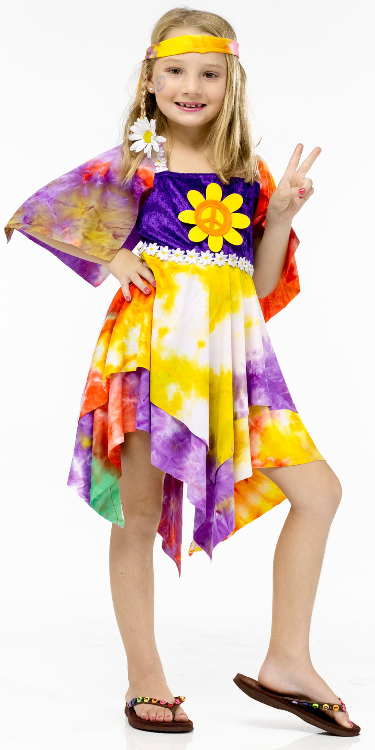 60S Fashion For Kids
 Daisy Hippie Girls Fancy Dress 1960s 1970s Kids Childrens