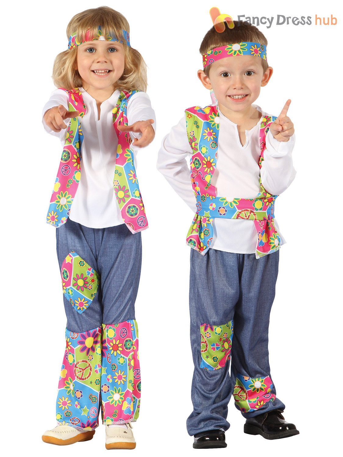 60S Fashion For Kids
 Toddler Hippy Costume Boys Girls 1960 s Fancy Dress Hippie