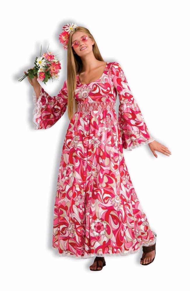60S Flower Child Fashion
 Flower Child 60 s Generation Hippie Dress Adult Halloween