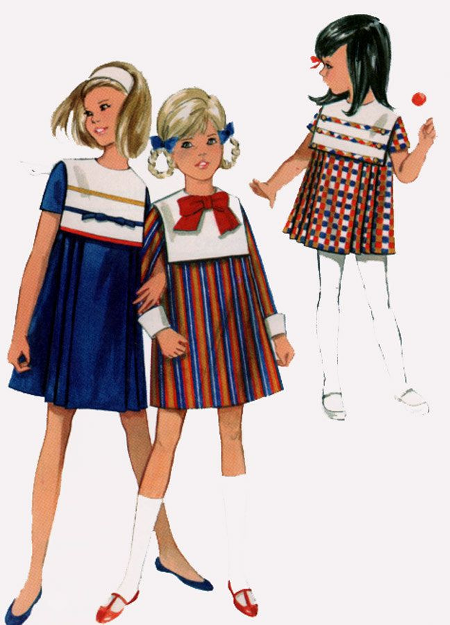 60S Kids Fashion
 1960s Girls MOD e Piece Dress with Sailor Collar