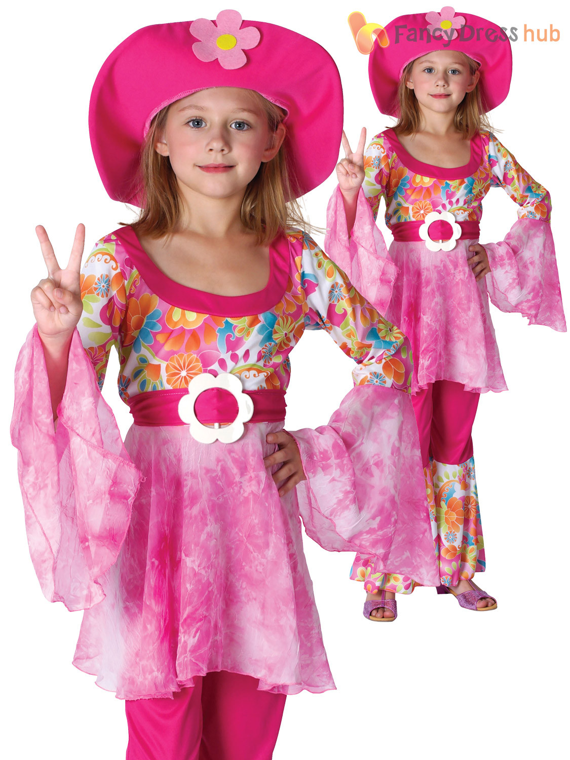 60S Kids Fashion
 Girls Hippy Diva Costume Childs 60s 70s Hippie Fancy Dress
