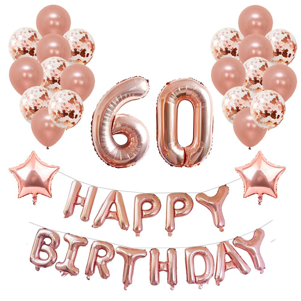 60th Birthday Decor
 Yoart 60th Birthday Decorations Rose Gold for Women and