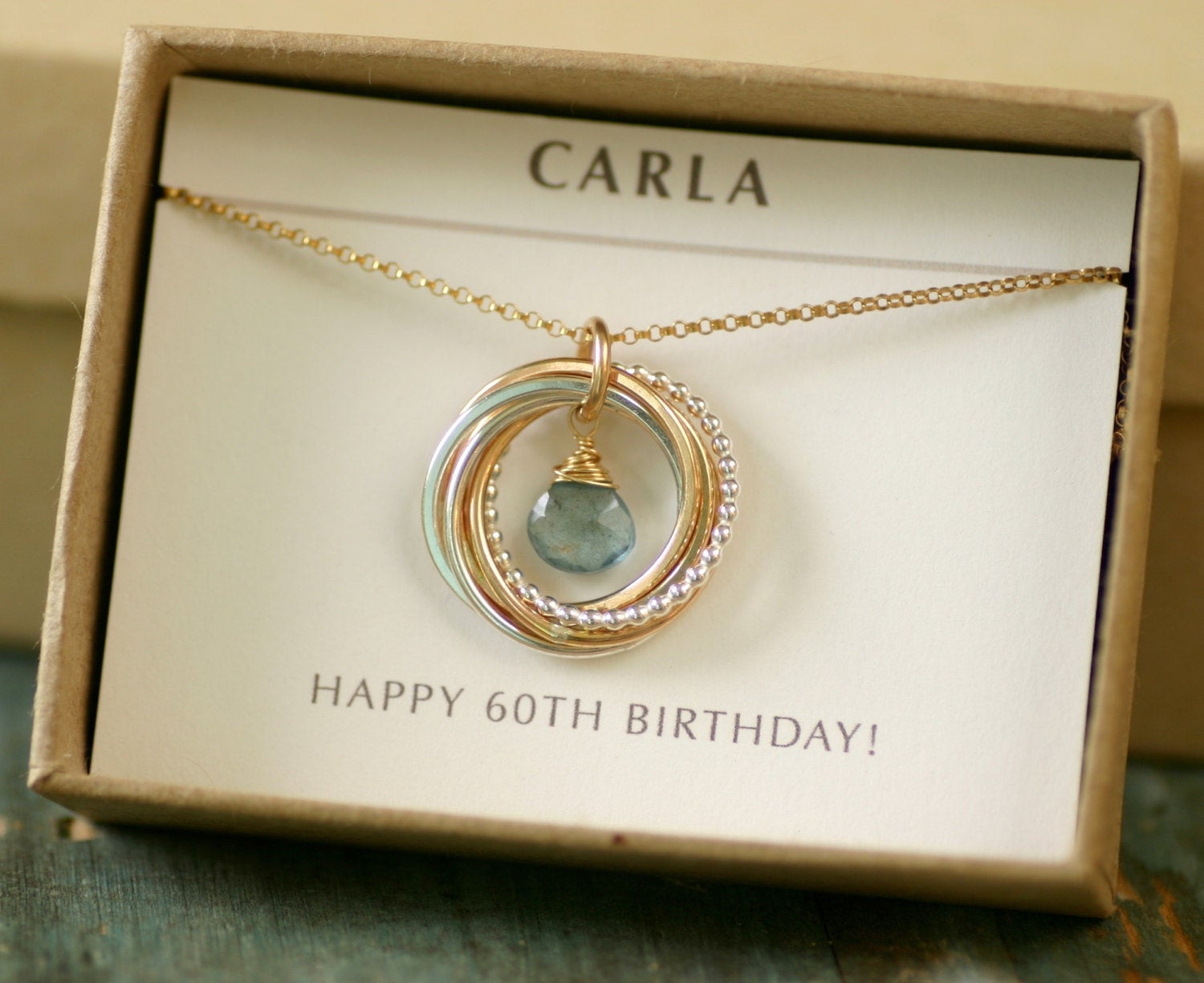 60th Birthday Gift For Her
 60th birthday t for women aquamarine necklace for mom t