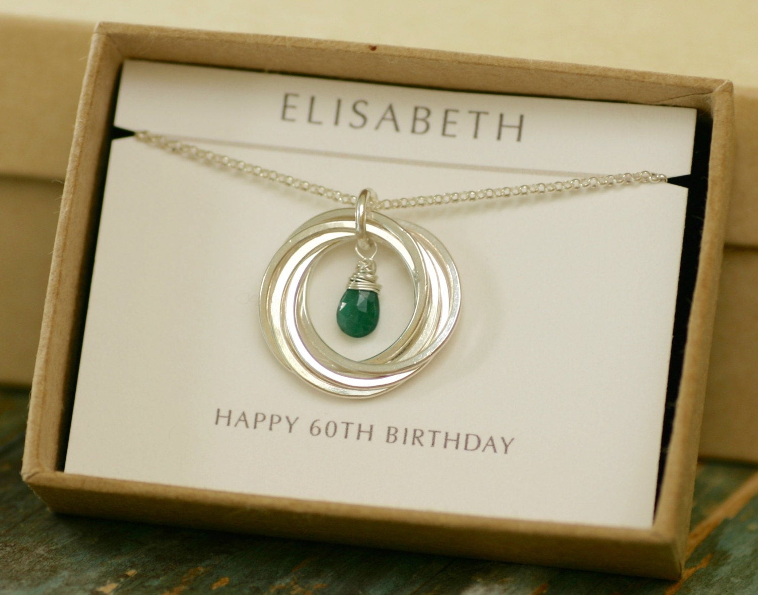 60th Birthday Gift For Her
 60th birthday t for mum t for women emerald necklace