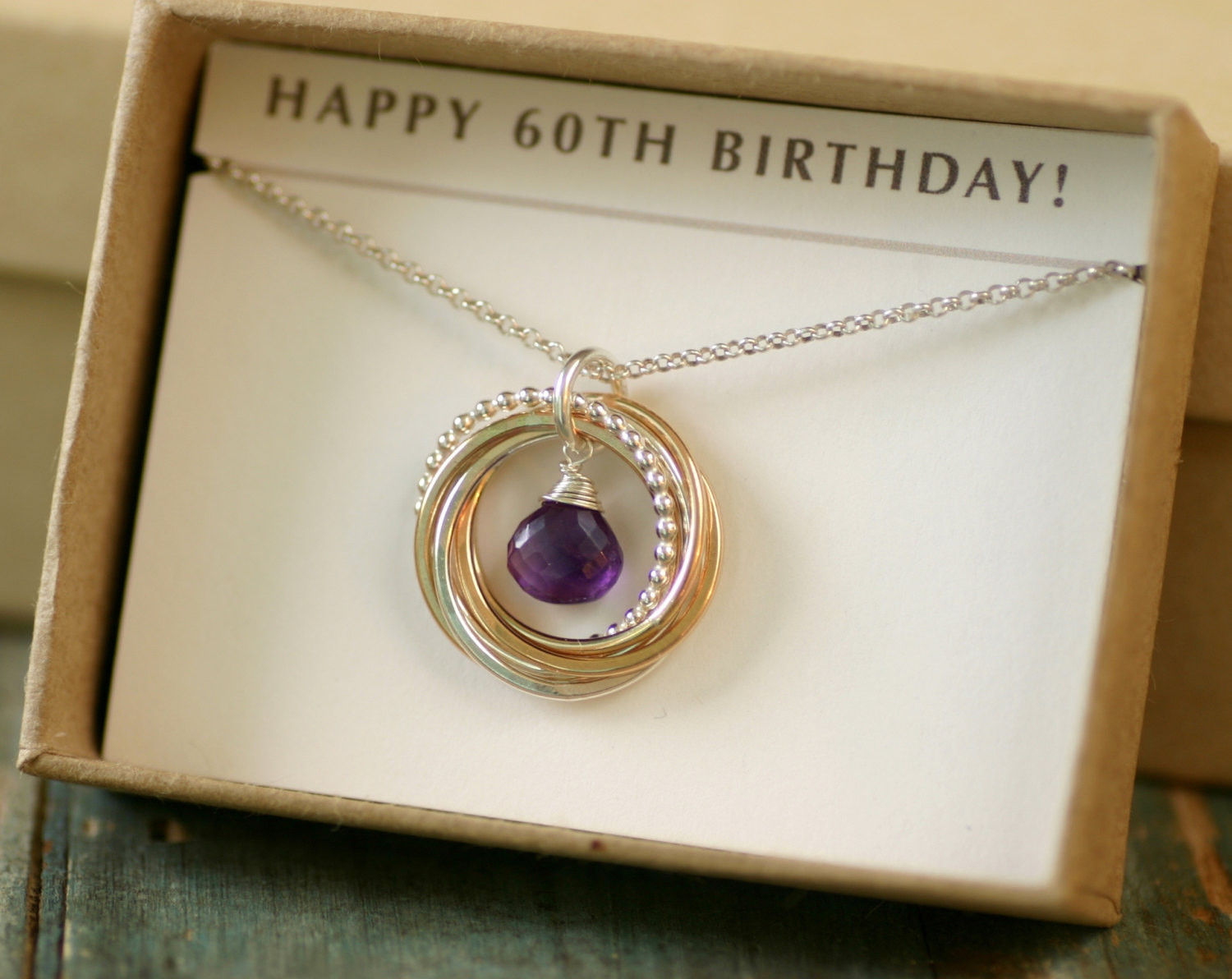 60th Birthday Gift For Her
 60th birthday t for her amethyst necklace for women