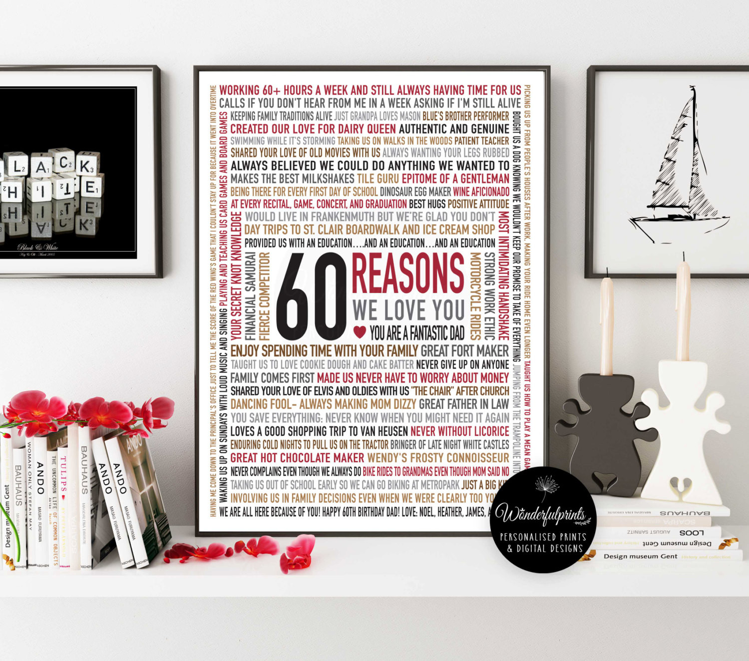 60Th Birthday Gift Ideas For Dad
 Custom 60th Birthday Gift for DAD 60 Reasons Why We Love You