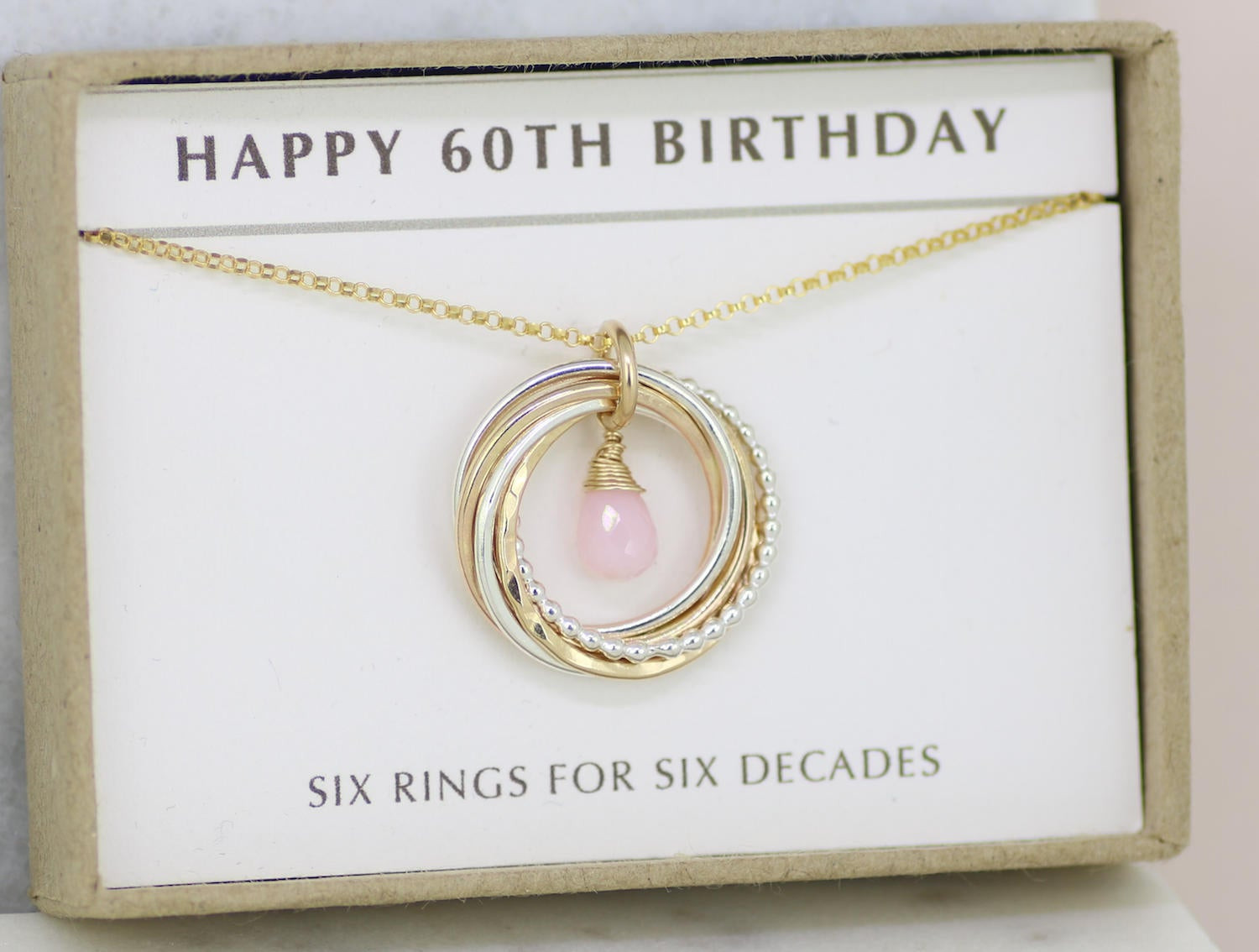 60th Birthday Gifts
 60th birthday ts for women pink opal necklace for October