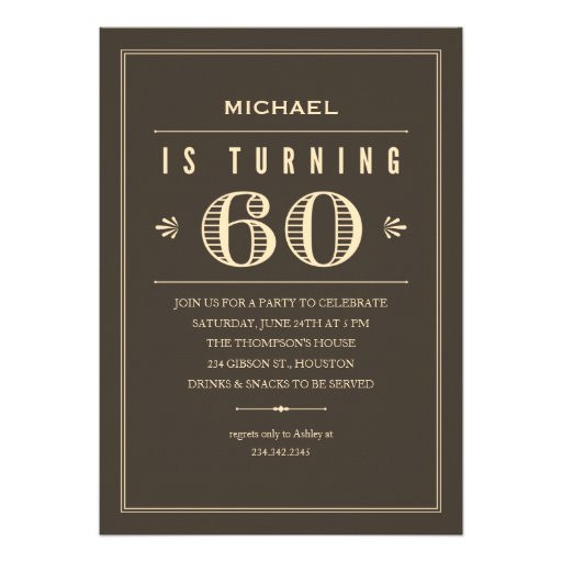 60th Birthday Invitation Wording
 60th Birthday Invitations for Men 5" X 7" Invitation Card