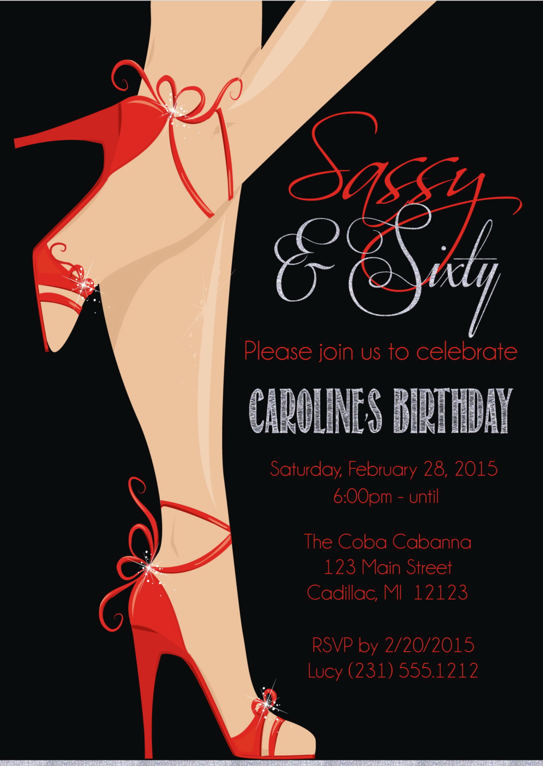 60th Birthday Invitations
 Red Shoe 60th Birthday Invitation Women s Sassy & Sixty