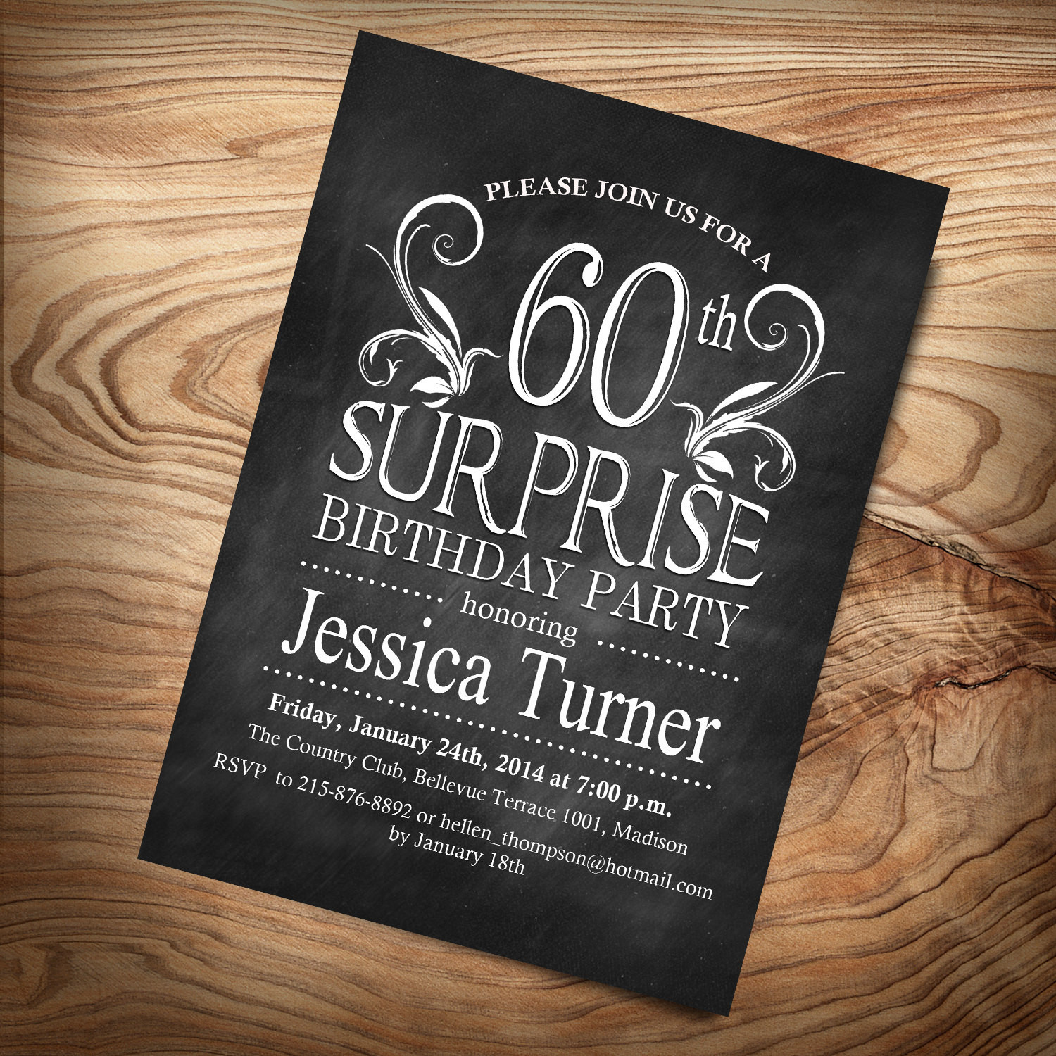 60th Birthday Invitations
 Surprise 60th Birthday Invitation Any Age Digital