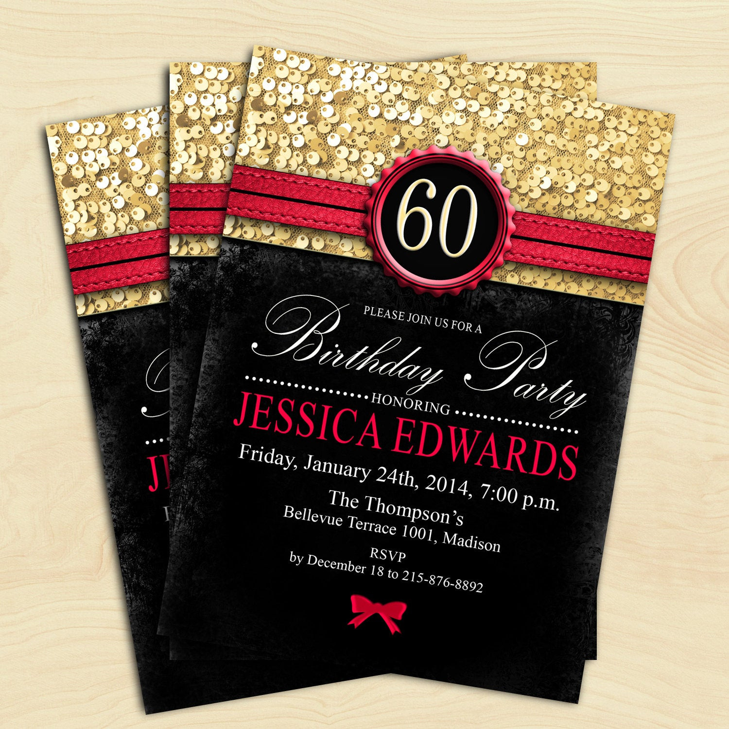 60th Birthday Invitations
 Women 60th Birthday Invitation 70th 80th 90th Any Age