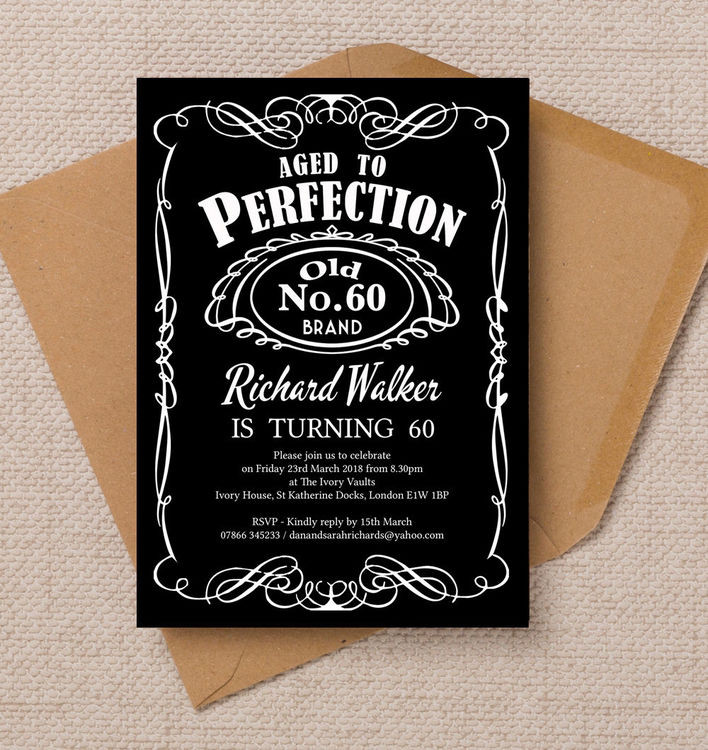 60th Birthday Invitations
 Whiskey Label Themed 60th Birthday Party Invitation from £