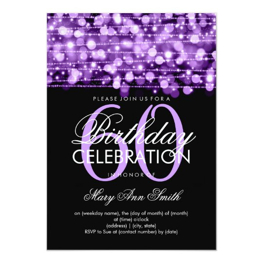 60th Birthday Invitations
 Elegant 60th Birthday Party Copper Glitter Lights
