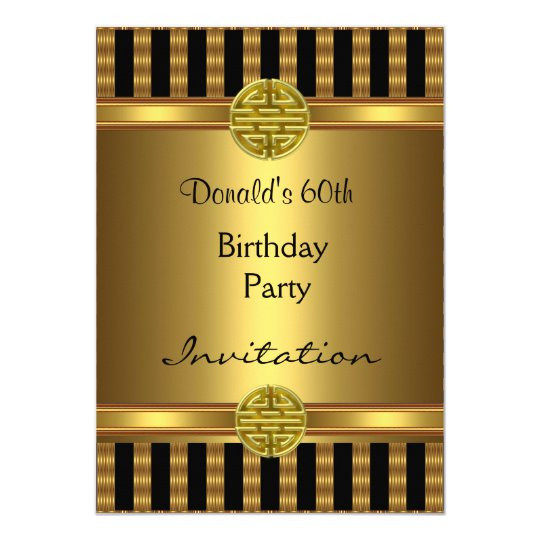 60th Birthday Party Invitations
 Invitation 60th Birthday Party Black Gold Mens