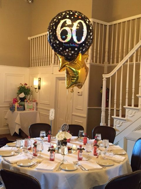 60th Birthday Table Decorations
 60th birthday party centerpiece in black and gold