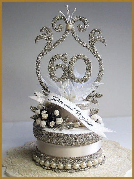 60th Wedding Anniversary Cake
 60th Wedding Anniversary Cake Topper by PatriciaMinishDesign