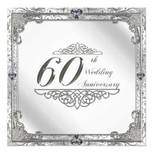 60th Wedding Anniversary Colors
 60th Wedding Anniversary Invitation Card 5 25" Square
