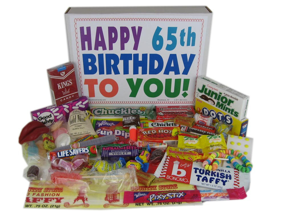 65th Birthday Gift
 Woodstock Candy Blog 65th Birthday Gifts Can Be So Sweet