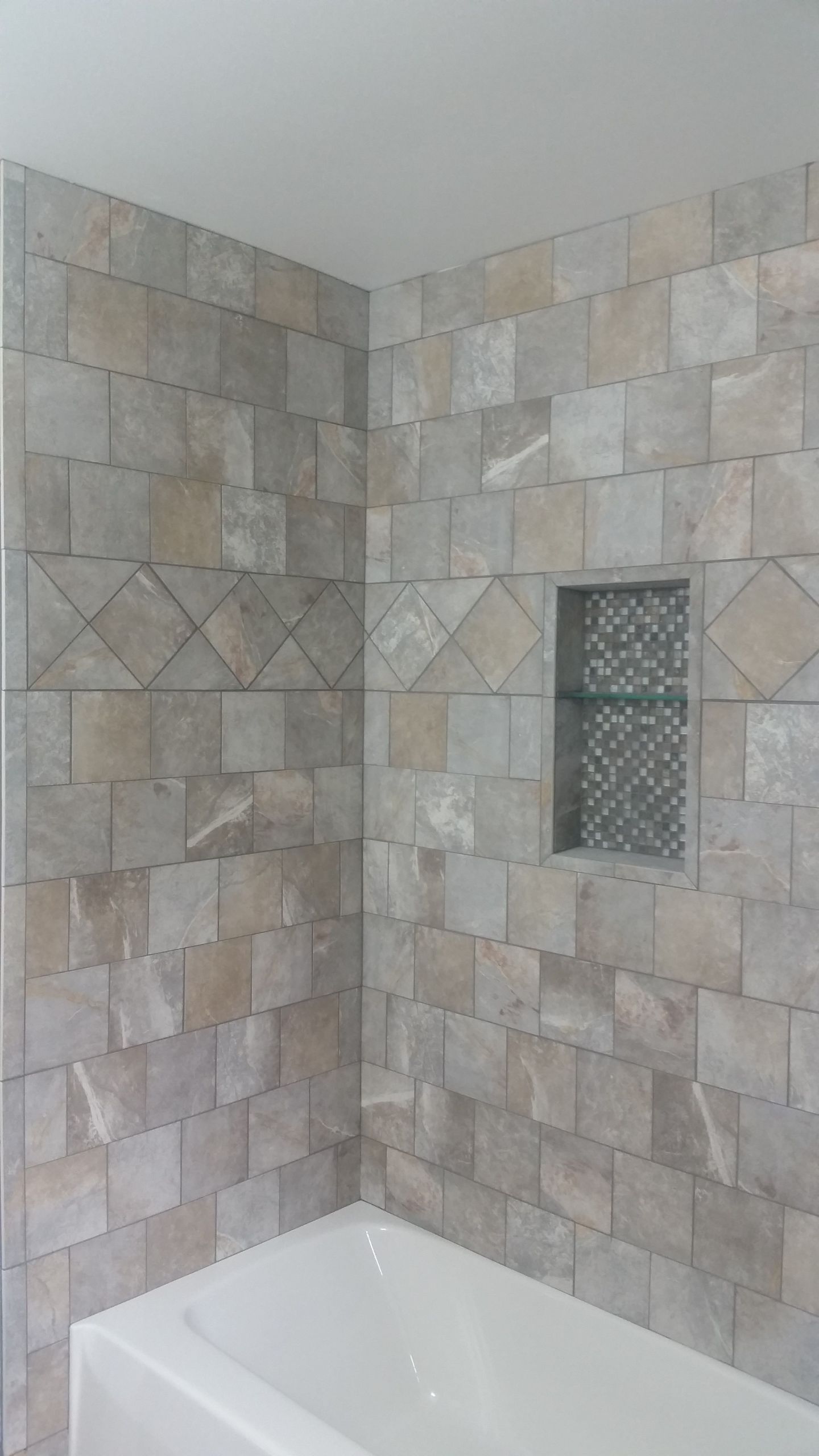 6X6 Tile Bathroom Floor
 Tiling By Santana Waukesha Three wall tub surround