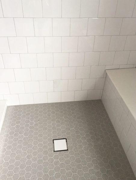 6X6 Tile Bathroom Floor
 6x6 fset White Wall Tile with Gray Hexagon Mosaic Floor